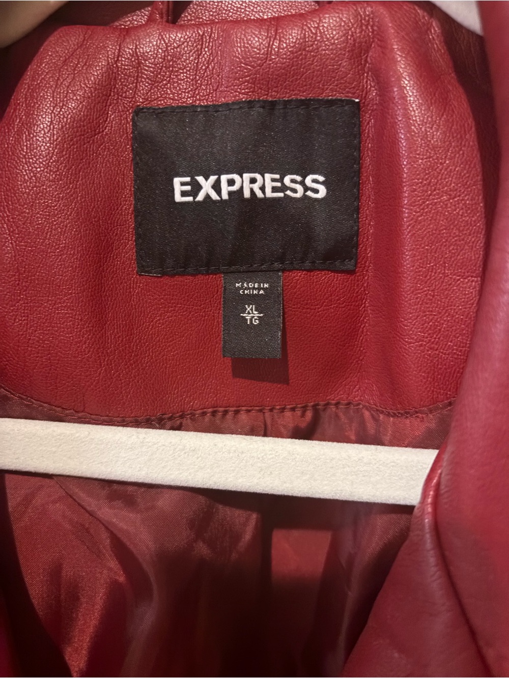 Express Women's Burgundy Faux Leather Moto Jacket - Picture 2 of 5